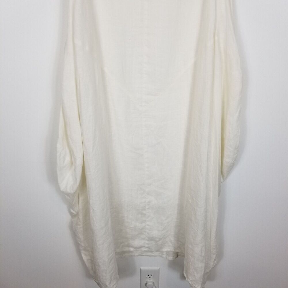 Minibee Women Linen Lagenlook Midi Dress Size‎ S/M White Relaxed Short Sleeve - Picture 6 of 9